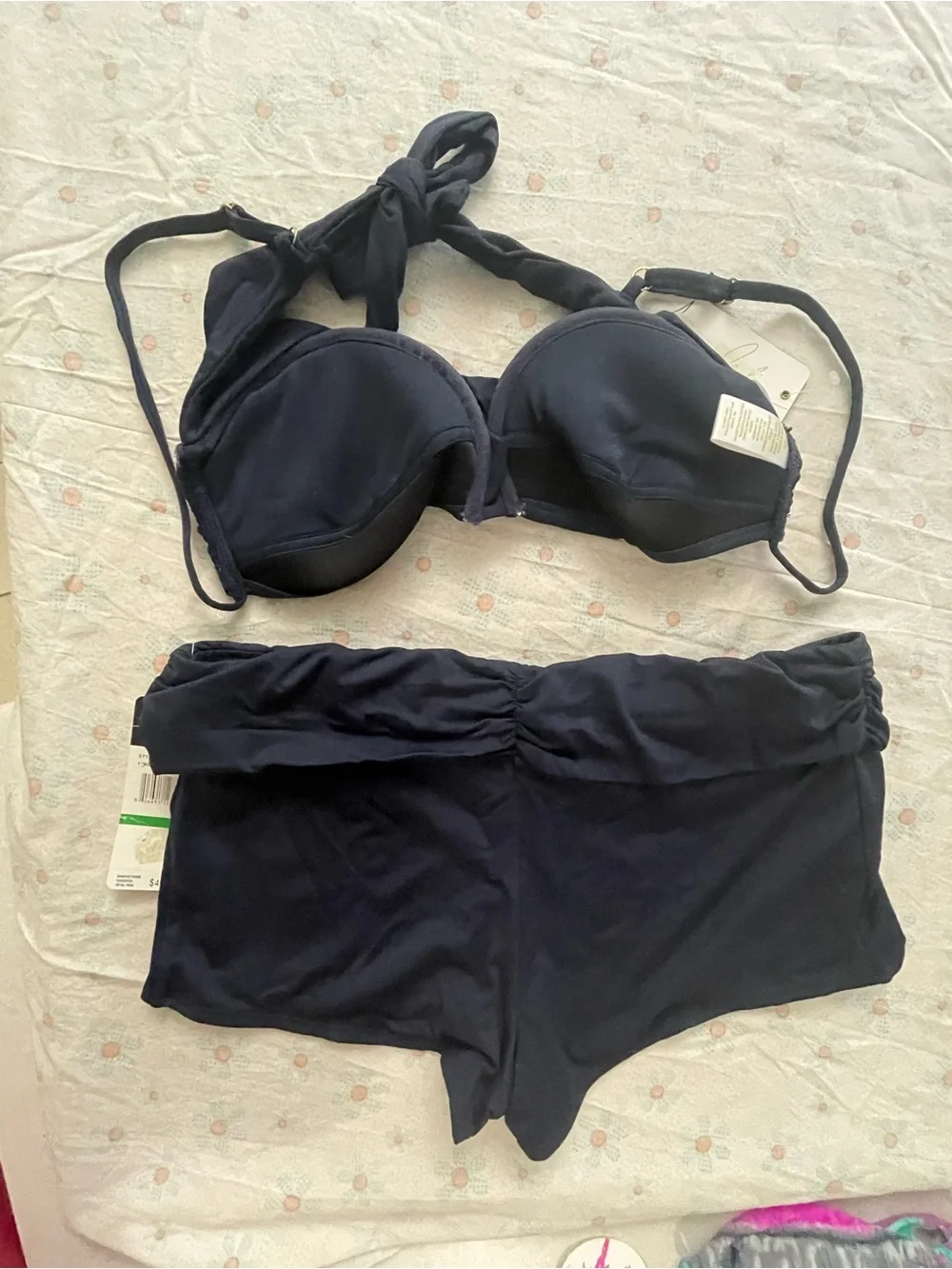 Anne Cole Navy Swim Top & Shorts Set with Tags - Picture 2 of 3